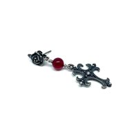 Boucle d'oreilles unique Madame Black Femme in Argent Quarzo MBCROCE ROSA - MBCROCE ROSA